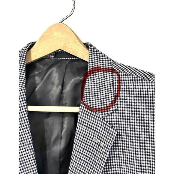 Kenneth Cole Blazer Men's Wool Gray Check Pattern Blazer Suit Jacket 44L - Picture 4 of 15